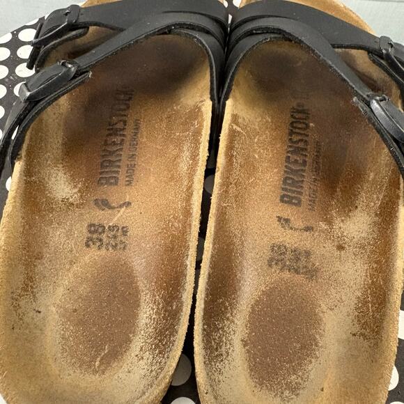 Birkenstock Yao Slide Sandals Womens Size 38 US Size 7-7.5 Narrow Black Leather - Picture 3 of 6